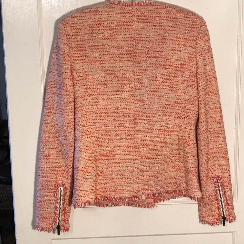 Women's Tweed Blazer Jacket in Pink & Cream Tailored Transition
Size 8 Fringed - Picture 3 of 10